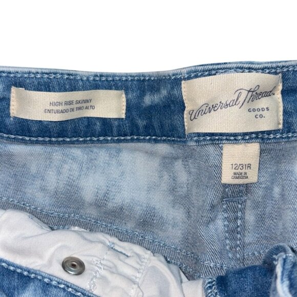 Universal Thread High Rise Skinny, Acid Wash Denim Jeans-Size 12-GUC - Picture 5 of 7
